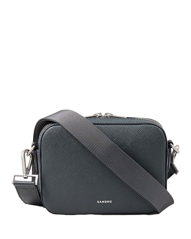 Sandro Small Reconstituted Leather Bag In Gray