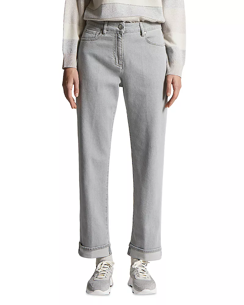 Peserico Straight Jeans in Silver Salt Grey
