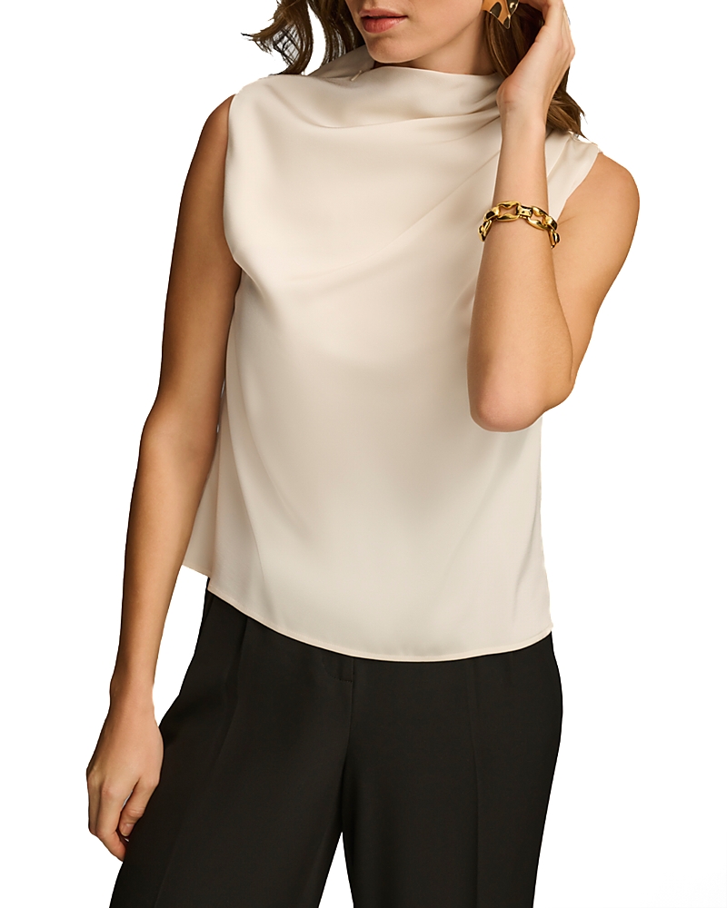 Donna Karan Draped High Neck Sleeveless Top