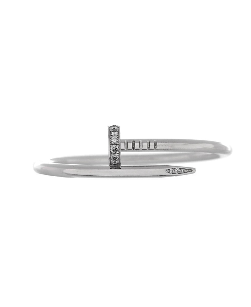 Pre-owned Pre-owned Cartier Cartier Classic Juste Un Clou Bracelet 18k White Gold With Diamonds