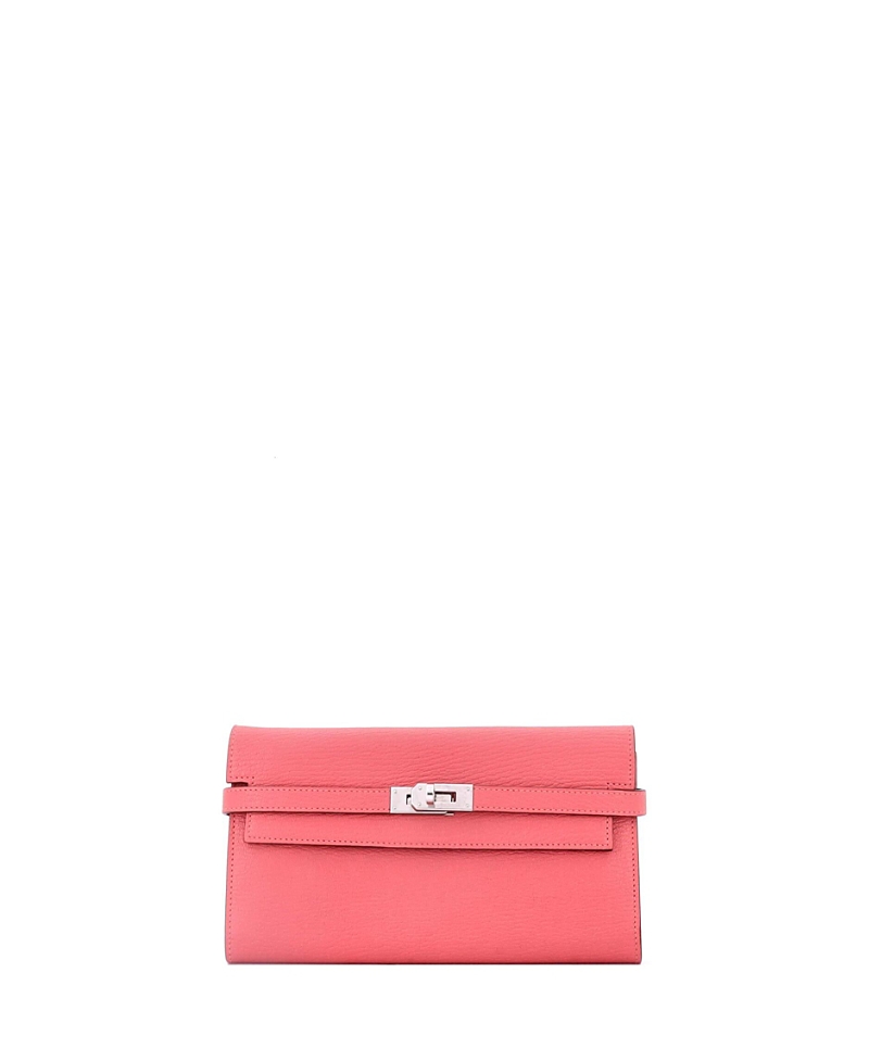 Pre-owned Pre-owned Hermes Hermes Long Kelly Wallet Chevre Mysore In Pink