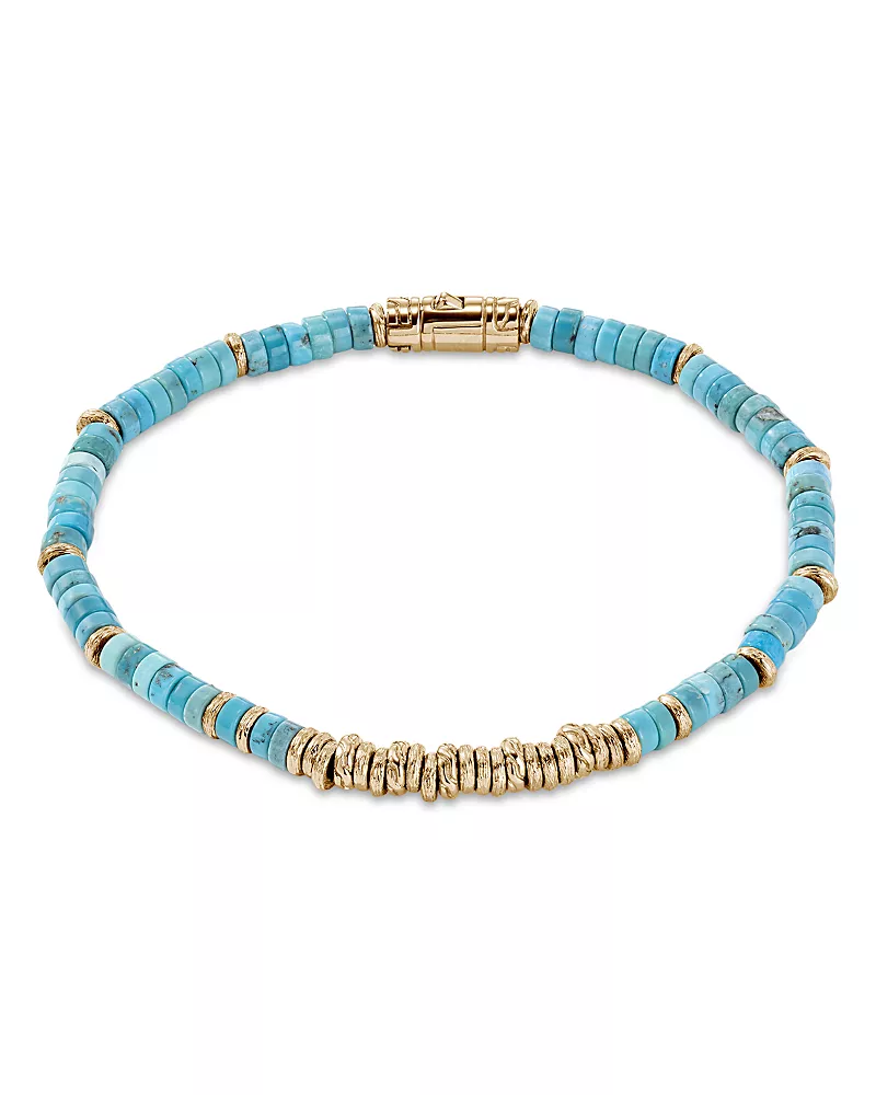 John Hardy 14K Yellow Gold Heishi Turquoise Bracelet