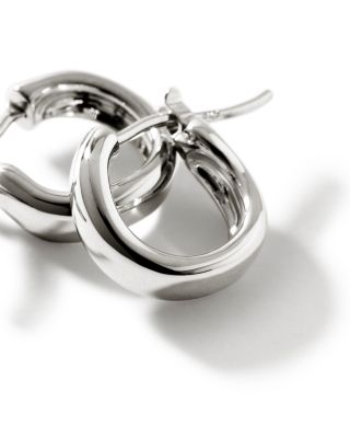 Sterling Silver Surf Huggie Hoop Earrings