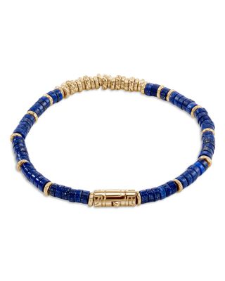 14K Yellow Gold Heishi Lapis Lazuli Bracelet