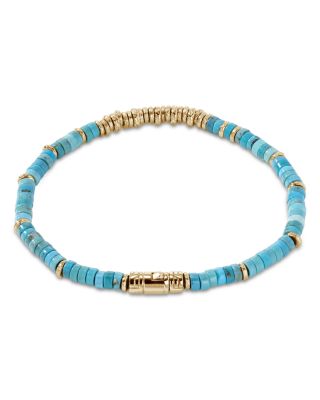 14K Yellow Gold Heishi Turquoise Bracelet