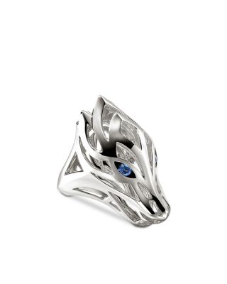 Sterling Silver Blue Sapphire Sapphire Naga Saddle Ring