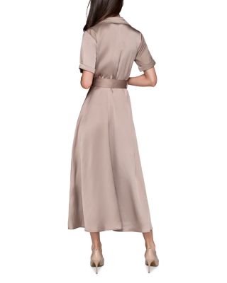 Satin Belted Midi Shirtdress