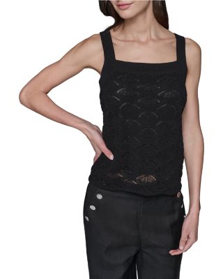 Fan Detail Sweater Tank Top