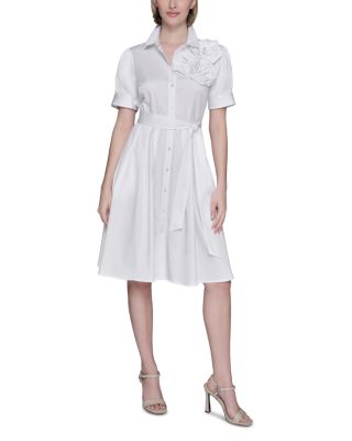 Flower Corsage Shirtdress