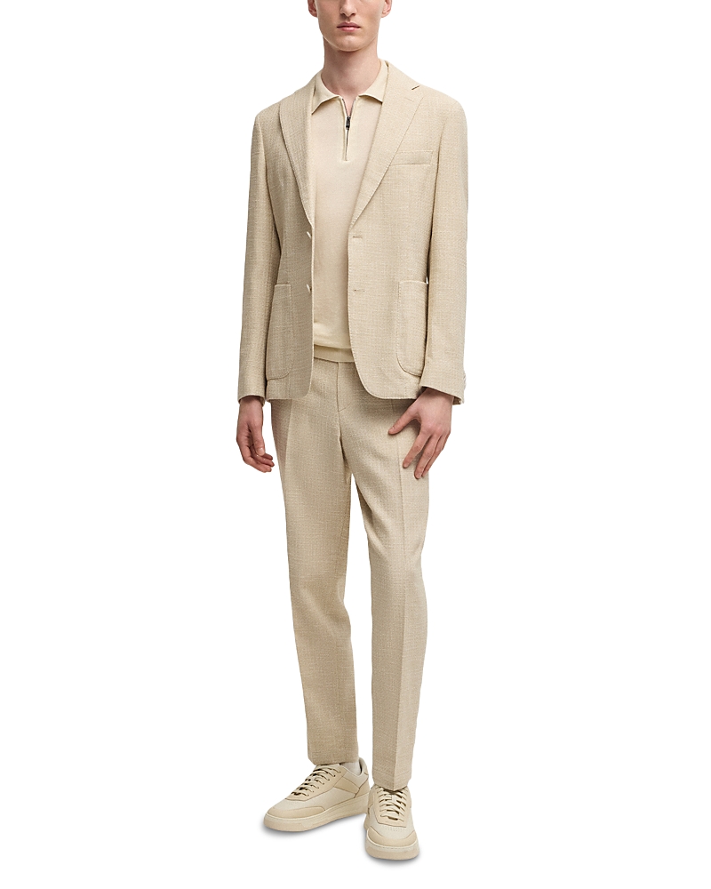 Hugo Boss Linen Blend Knit Polo Sweater In Neutral