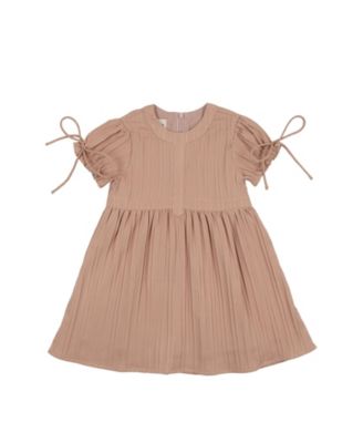 Maniere - Girls' Striped Faux Tab Short Sleeve Dress - Little Kid, Big Kid