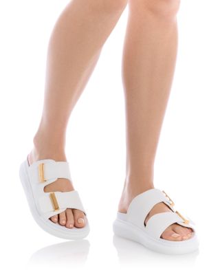 Women's Leather Slide Sandals 
