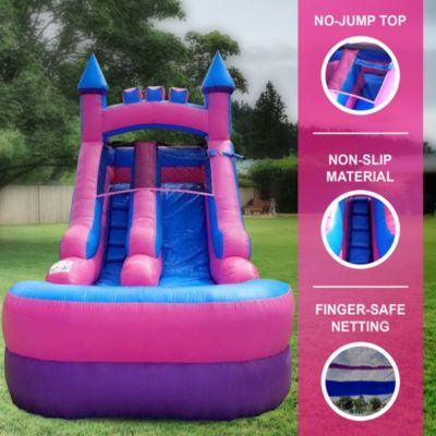  Inflatable Water Slide Without Blower Backyard Inflatable Slide for Summer Fun - Slide with Water Pool for Kids