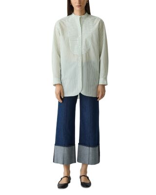 Curved Hem Tuxedo Shirt