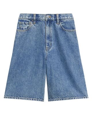  High Waisted Relaxed Long Shorts in Cotton-Blend
