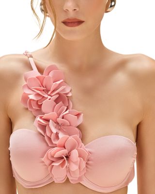 Floral Appliqu&amp;eacute; Bikini Top &amp; High Waist Bottom