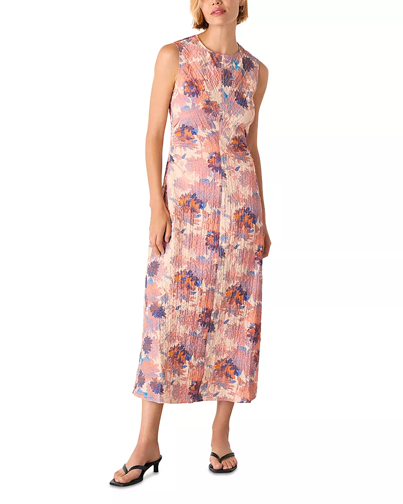 Whistles Floral Textured Midi Dress