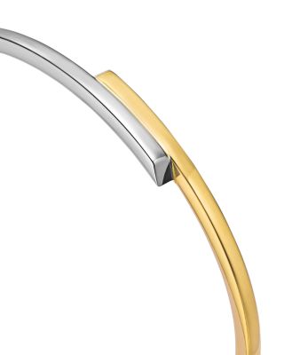 14K White & Yellow Gold Bypass Bangle Bracelet