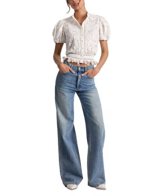 Loryn Embroidered Eyelet Puff Sleeve Top