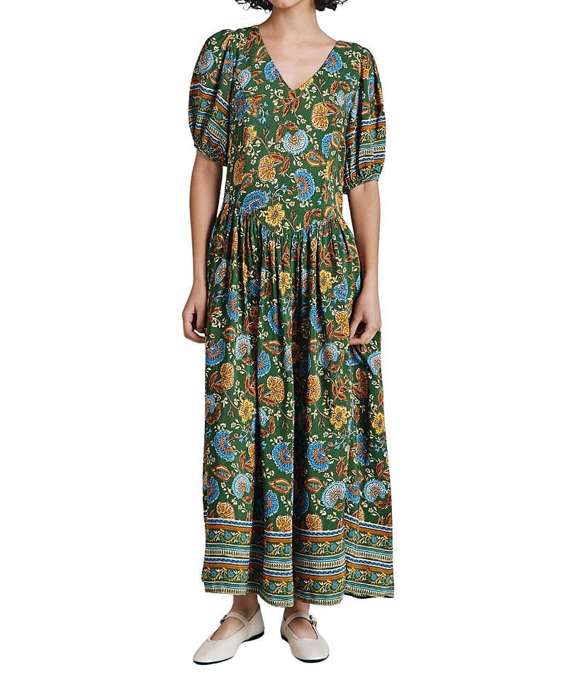 Ghost London Christy Crepe Midi Tea Dress In Green