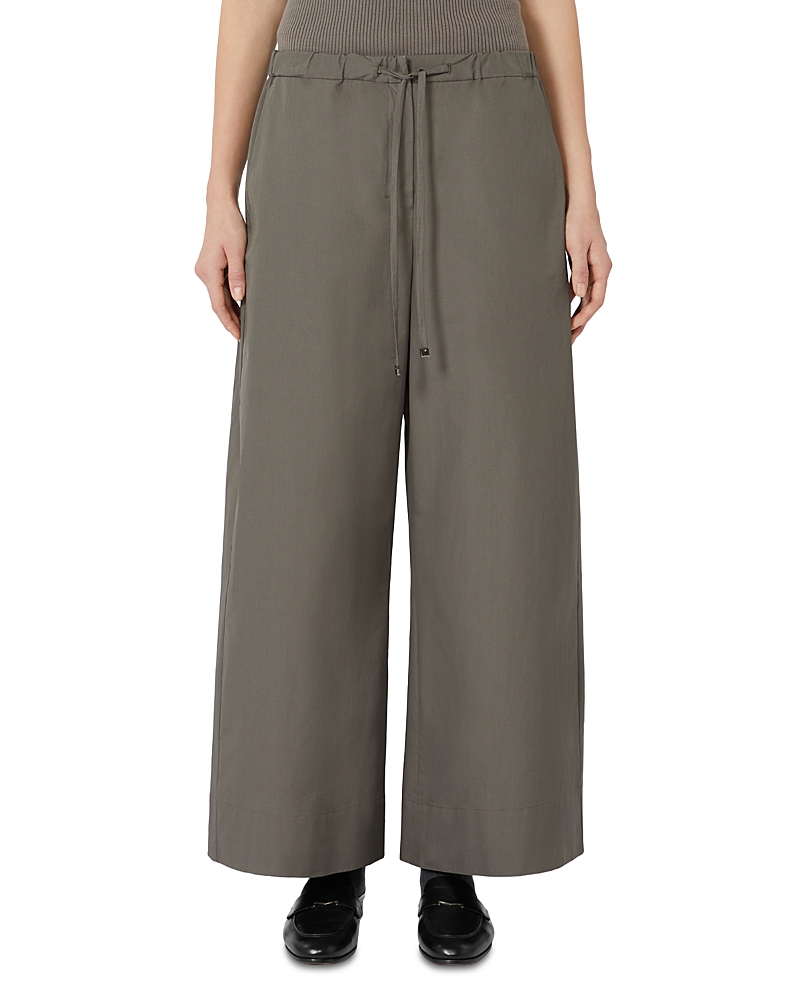 Max Mara Cotton Drawstring Trousers In Gray