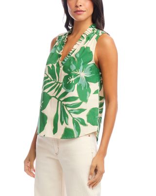 Sleeveless Ruffle Trim Top