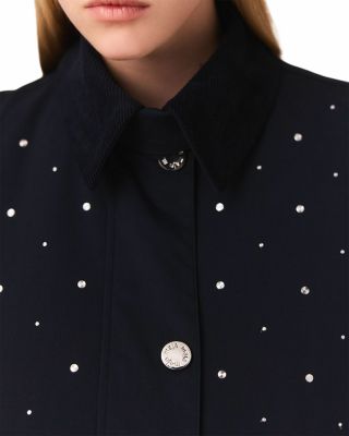 Short Velvet Collar Studded Jacket