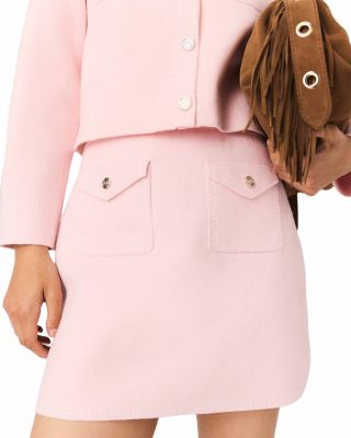 Short Topstitched Knit Skirt