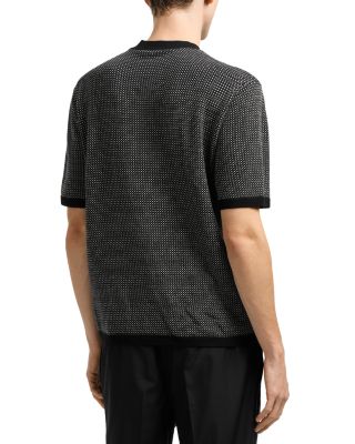 Regular Fit Geometric Jacquard Short Sleeve Sweater