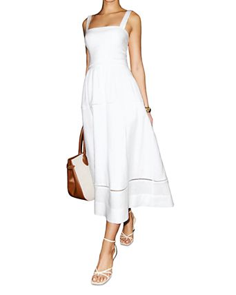 white linen dresses for summer Moon River Dress 130cm / 52 White Linen Dresses | Peppermayo