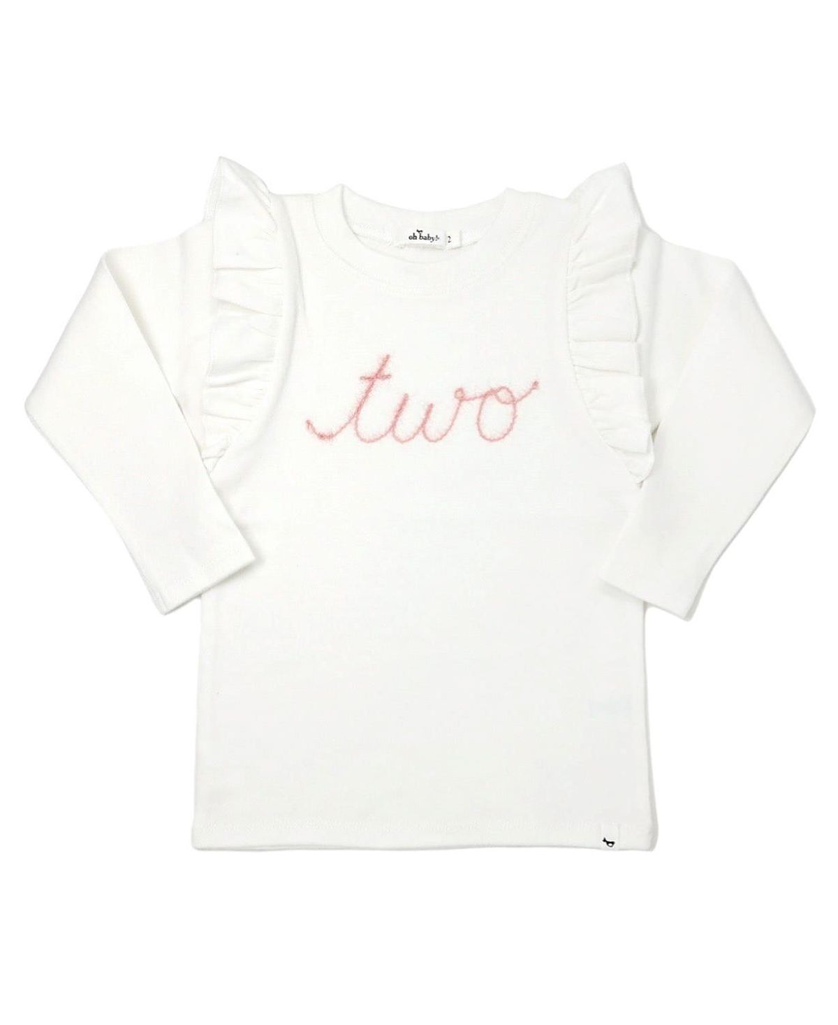 oh baby! Girls' Millie two Pink Sparkle Embroidered Tee - Little Kid