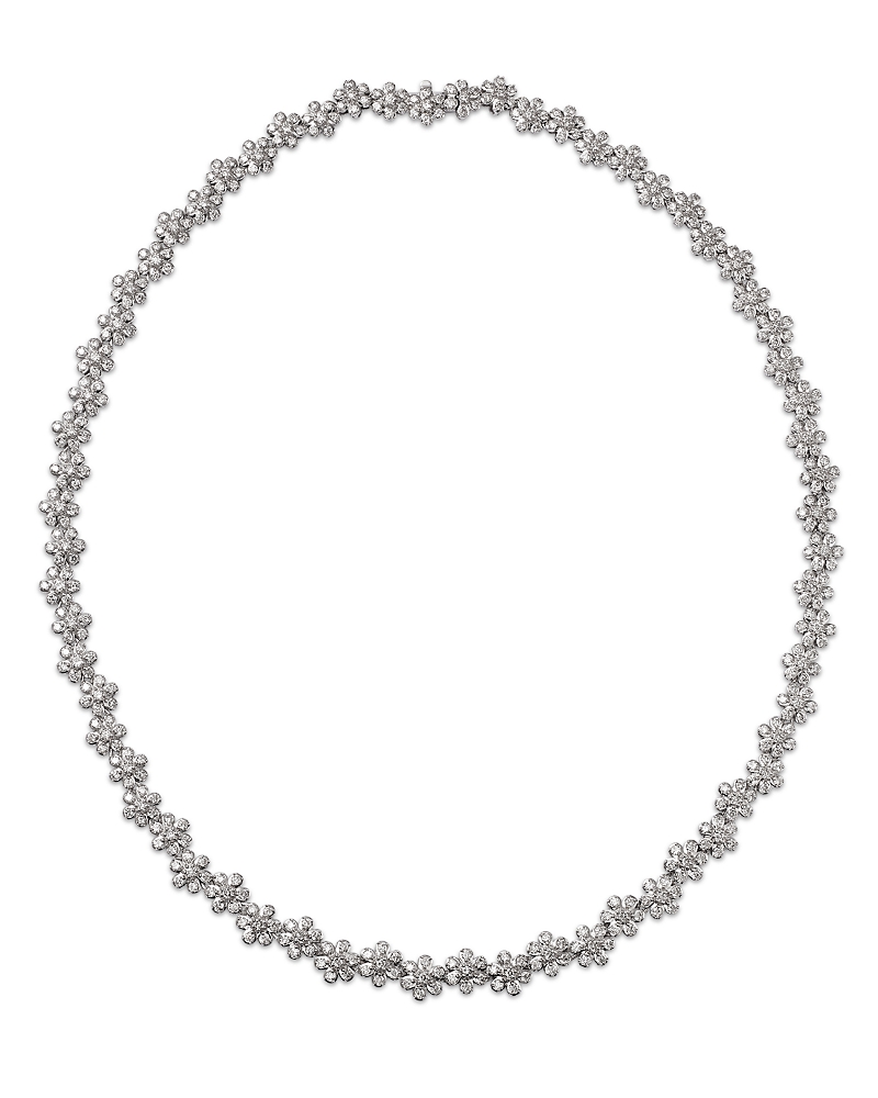 Bloomingdale's Fine Collection Diamond Flower Cluster Collar Necklace In 14k White Gold, 8.0 Tcw In White