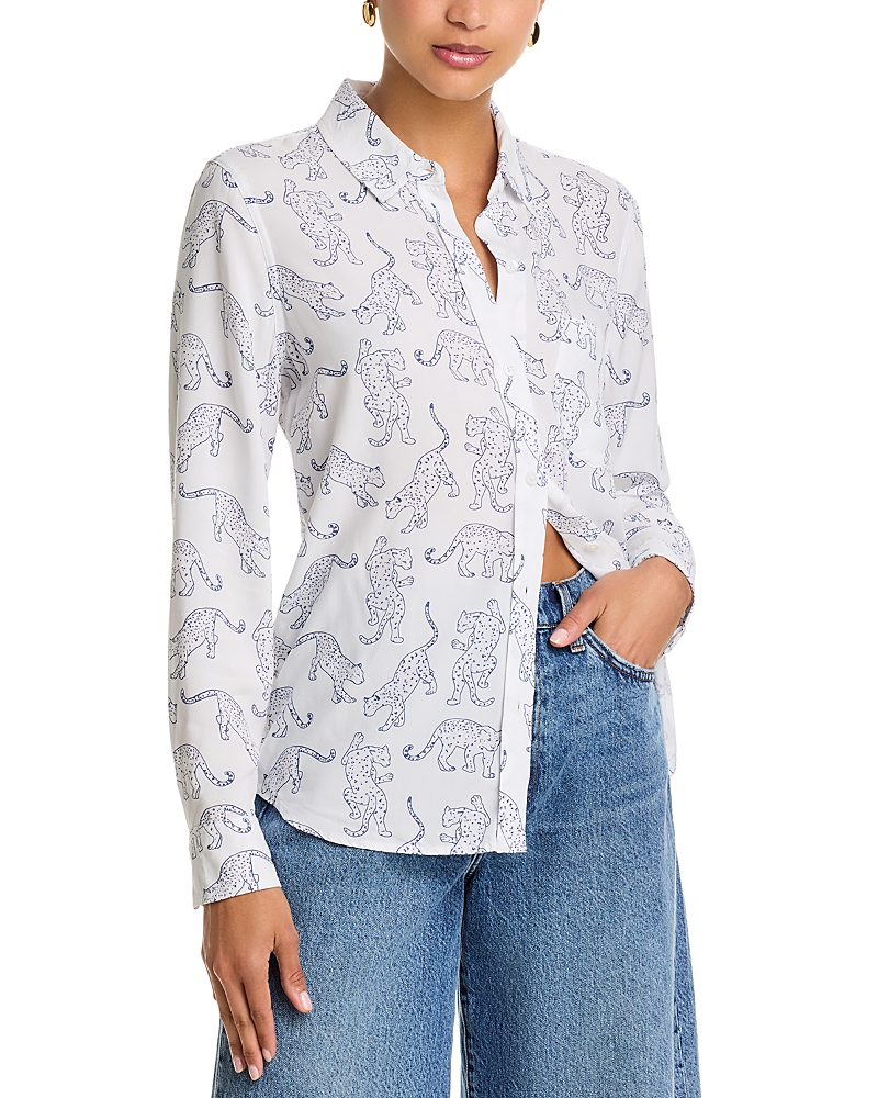 Rails Kathryn Classic Collared Shirt In Cobalt Jaguar In White