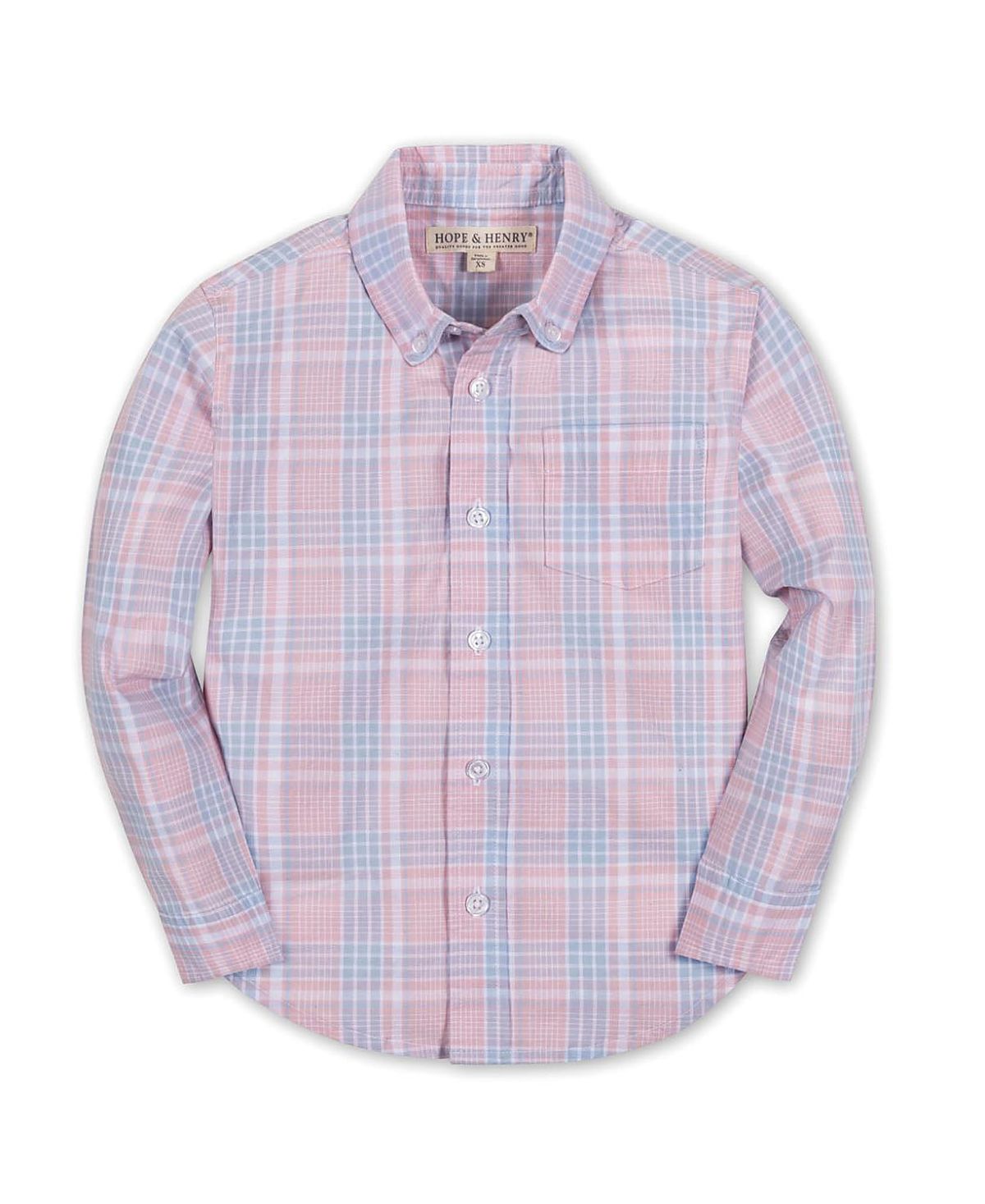 Hope & Henry Unisex Hope & Henry Boys' Organic Stretch Poplin Long Sleeve Button Down Shirt
