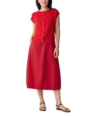 Linen Blend Crewneck Cardigan Sweater