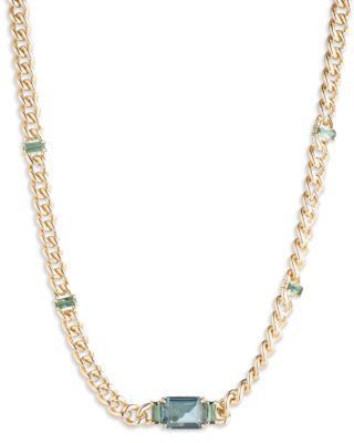 Stone Curb Chain Collar Necklace, 16"