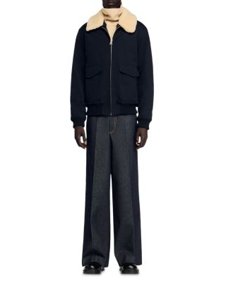 Shearling Collar Aviator Jacket