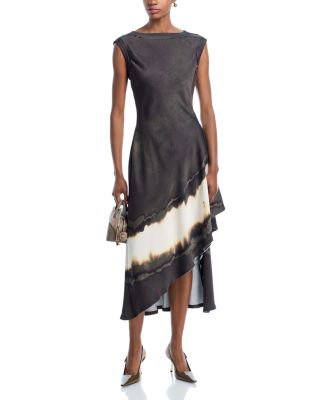 Burned Stripe Satin Midi Dress