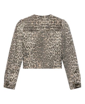 Women's Leopard Print Denim Jacket