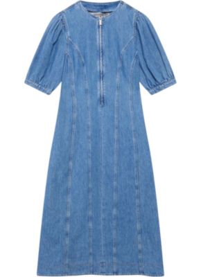 Women's Denim Zip Midi Dress