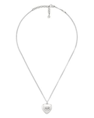 Sterling Silver Blind for Love Double G Heart Pendant Necklace, 19.7-21.7"
