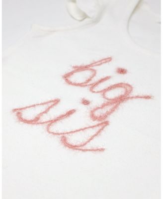 Girls' Flutter Sleeve "big sis" Pink Sparkle Embroidered Tank - Little Kid