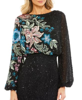  Embellished Multi Color Floral High Neck Gown
