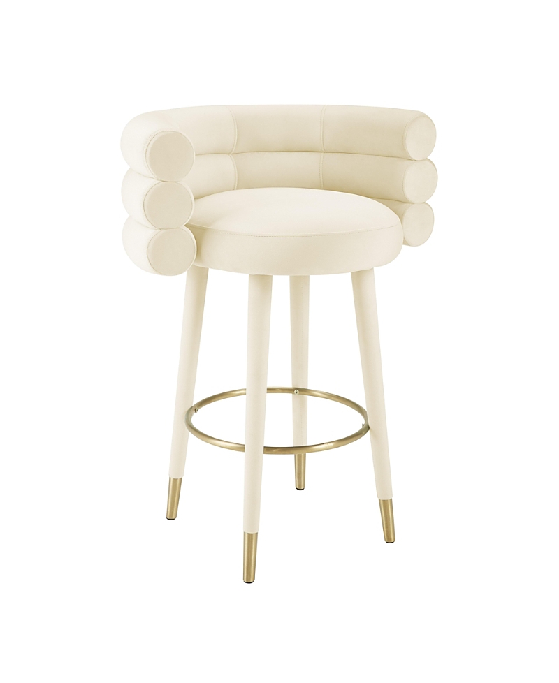 Tov Furniture Betty Velvet Barstool in Grey