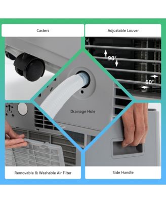  10000 BTU Portable Air Conditioner w/ Remote Control 3-in-1 Air Cooler w/ Drying