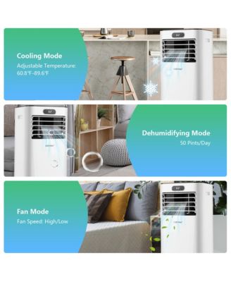  10000 BTU Portable Air Conditioner w/ Remote Control 3-in-1 Air Cooler w/ Drying