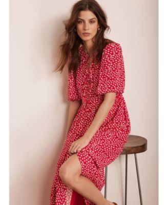  Women's Lips Print Midi Dress