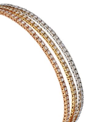 Diamond Triple Row Tennis Bracelet in 14K Tricolor Gold, 4.75 tcw