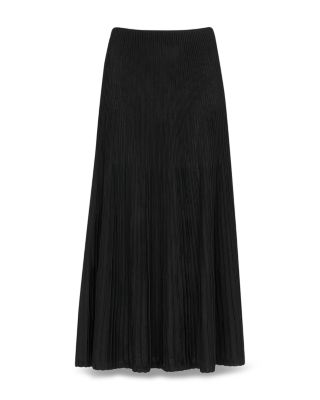 Pleated Knit Midi Skirt