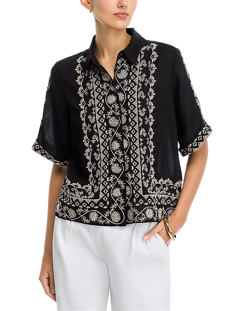 Johnny Was Embroidered Kimono Sleeve Top